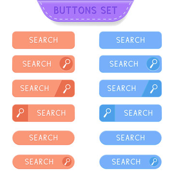 Search buttons set. Collection of web buttons