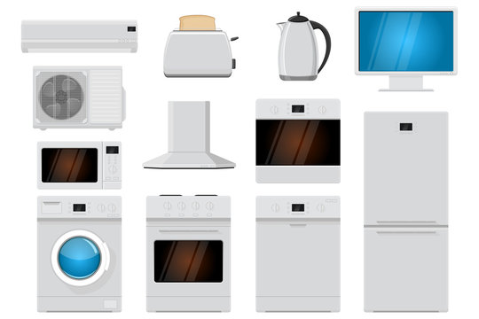 Home appliances set. Flat design