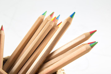  color pencils on the white background 