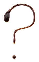 question mark made from chocolate syrup, isolated on white
