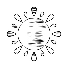 sketch of sun icon over white background, vector illustration