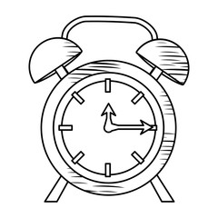 sketch of alarm clock icon over white background, vector illustration