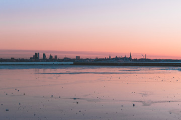 Tallinn's skyline view by the sunset