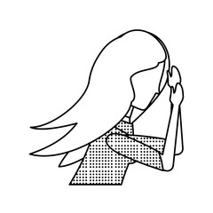 avatar businesswoman thinking over white background, colorful design.  vector illustration