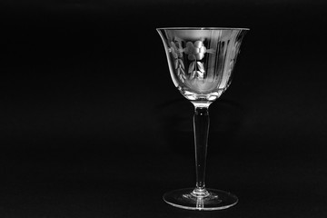 wine glass of the fitifties on black background
