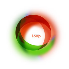Loop circle business icon, created with glass transparent color shapes