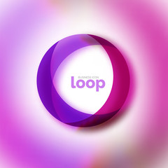 Loop circle business icon, created with glass transparent color shapes