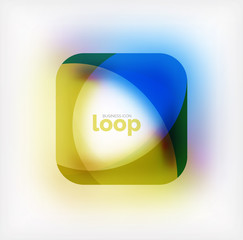 Vector square loop business symbol, geometric icon created of waves, with blurred shadow