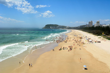 View over Burleigh Heads beach in Queensland, Australia.