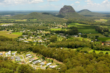 Mt Tibrogargan in Glass House Mountains region in Queensland, Australia.