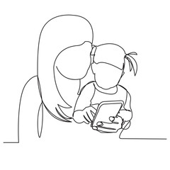 mom and daughter the phone