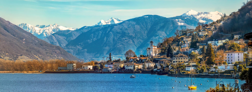 Wunderschöner Blick auf Vira, Gambarogno, Lago Maggiore, Schweiz