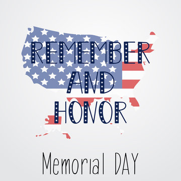 remember and honor. Memorial day. poster with the map of usa