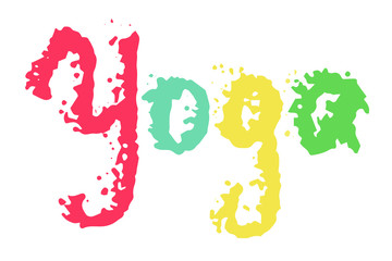 hand lettering colored yoga