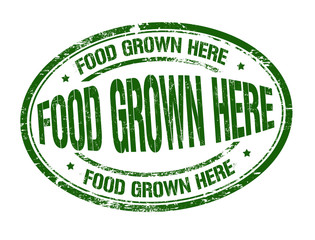 Food grown here grunge rubber stamp