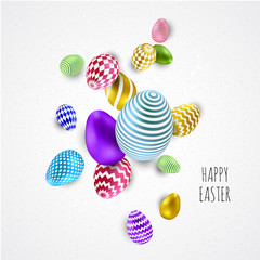 Happy easter vector background design template with colorful easter eggs