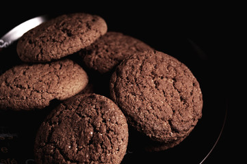 oatmeal cookies black table plate