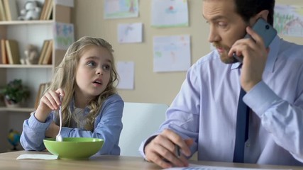 Hardworking businessman ignoring daughter asking him to talk, relations problem