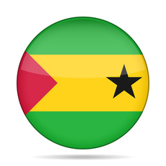 Flag of Sao Tome and Principe. Shiny round button.