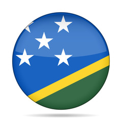 Flag of Solomon Islands. Shiny round button.