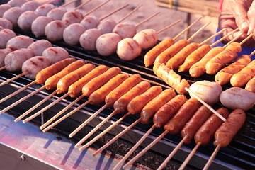 BBQ sausages at street food