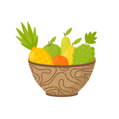 Sweet juicy apple, banana, pear, pineapple, pomegranate, strawberry, orange, kiwi, grape, mango isolated on white background