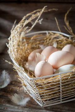 Closeup of healthy eggs from the farm