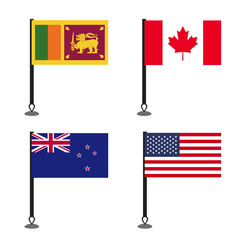 Flags of Canada Sri Lanka USA and New Zealand