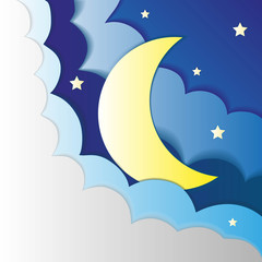 paper sky clouds moon and stars