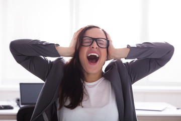 Portrait Of A Screaming Businesswoman