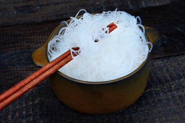 chinese noodle in pot on table