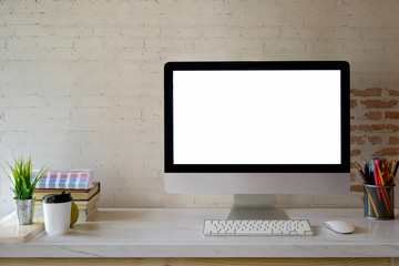 Stylish workspace with desktop computer. designer workspace.