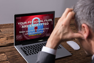 Looking At Laptop Screen Showing Personal Files Encrypted Text