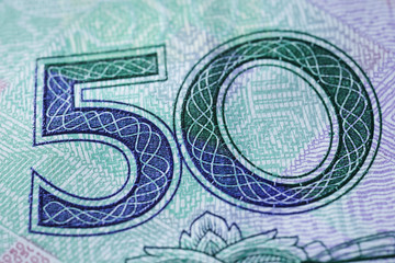 Close-up of Chinese banknotes