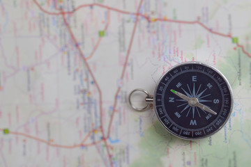 compass on map travel concept