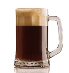 dark beer in a glass, isolated on a white background