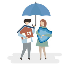 Illustration of home insurance protection