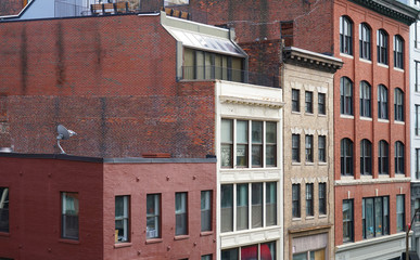 Naklejka premium close up on colorful ancient buildings in Boston