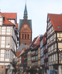 Obraz premium Beautiful summer view of Hannover Old Town, Germany, Lower Saxony