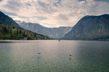 summer view of the lake in the mountains