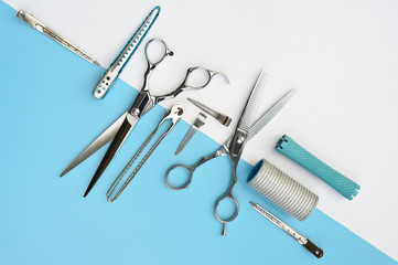 Set of professional hairdresser tools for background