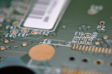 Close up computer electronic circuit board 