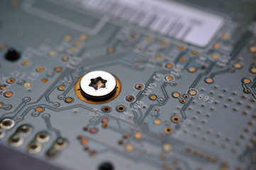 Close up computer electronic circuit board 