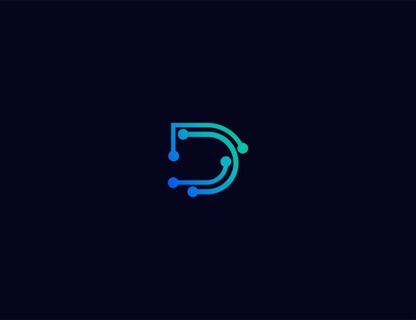 Abstract letter D Tech logo template