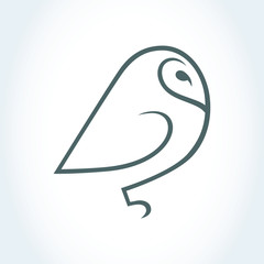 Barn owl symbol, icon outline. Design element