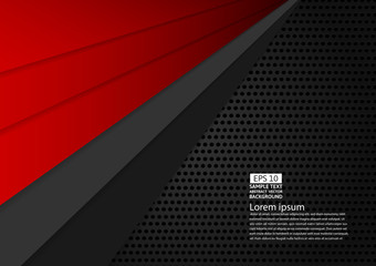 Black and red color geometric abstract background modern design with copy space Vector illustration