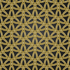 Seamless vector black and golden ornament. Modern background. Geometric modern pattern