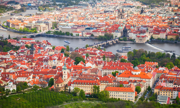 Aerial view of old Prague in summer day