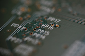Close up computer electronic circuit board 