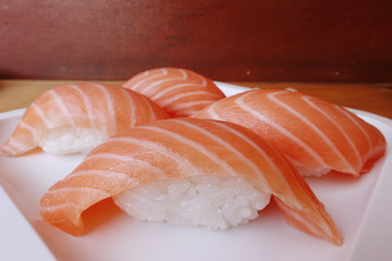 Sushi of salmon, Japanese food